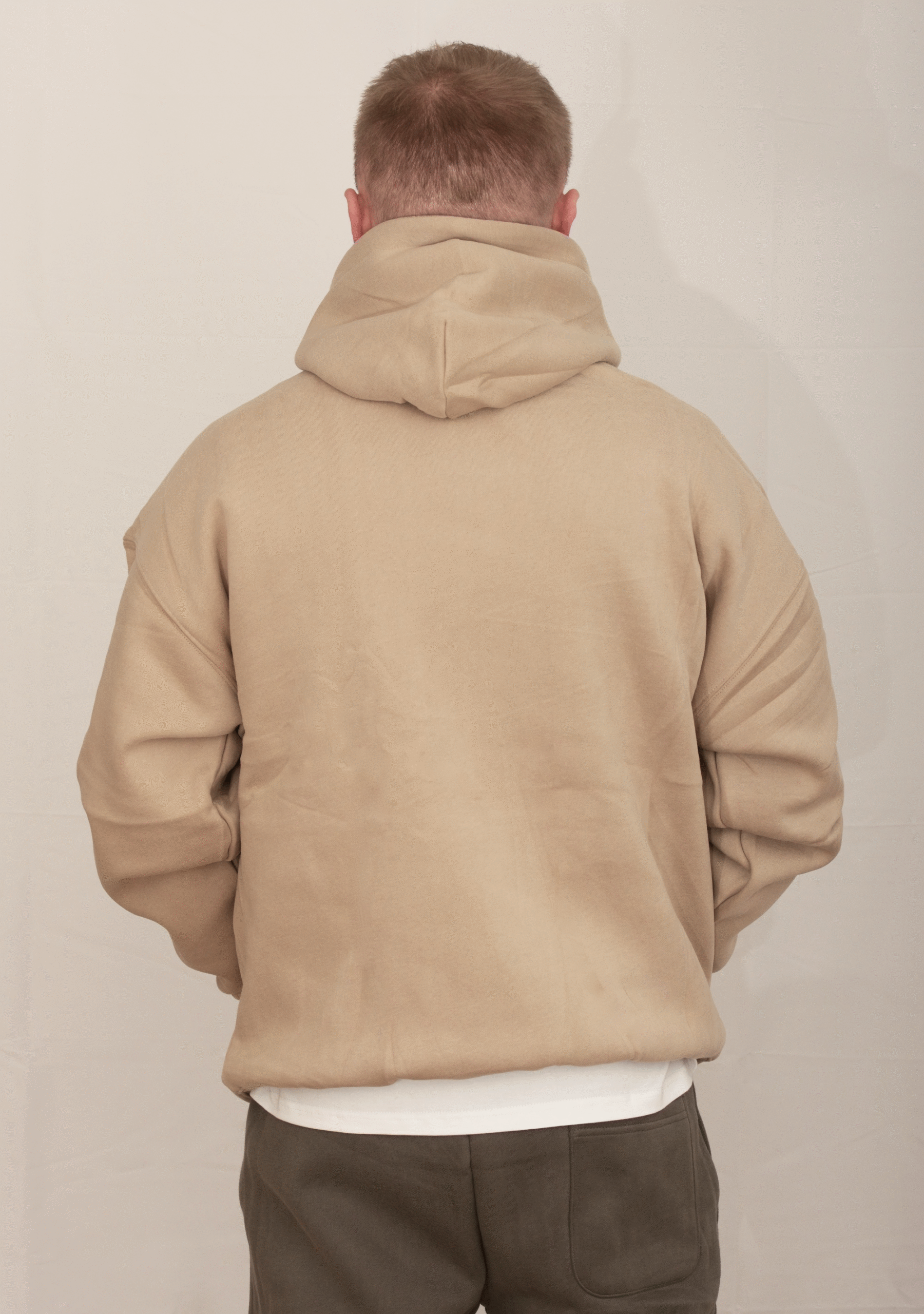 hoodie back spawn desert beige apricot grey lagged out comfortable gaming streaming clothes
