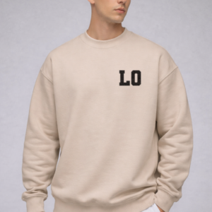 lagged out streetwear sweatshirt lo initial tag desert beige comfort gaming black