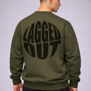lagged out streetwear sweatshirt orb gaming green army grove black graphic