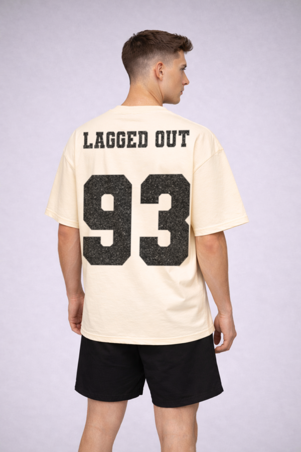 lagged out street tee 93 sports jersey squad gaming ghost desert sand yellow beige black number letter team