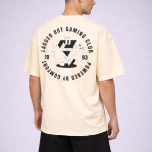 lagged out street tee laggy gaming club powered by comfort beige desert ghost black