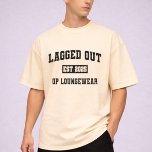lagged out street tee lo initial varsity op loungewear desert yellow beige comfort gaming black