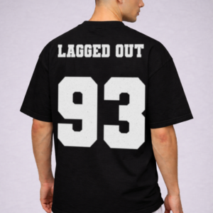 lagged out street tee 93 sports jersey squad gaming obsidian black white number letter team