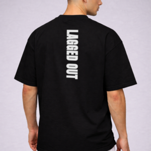 lagged out street tee powerline back long obsidian black white