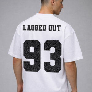 lagged out street tee 93 sports jersey squad gaming ghost black white number letter team
