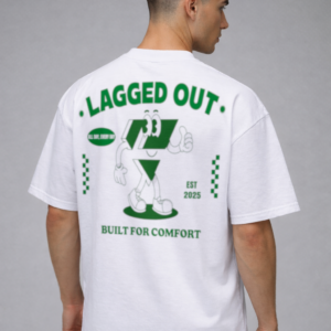 lagged out street tee laggy built for comfort ghost white green mascot