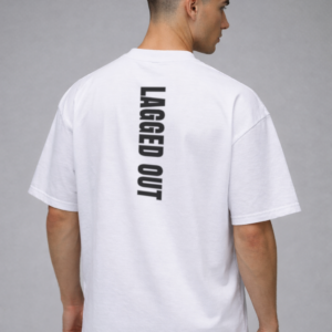 lagged out street tee powerline back long ghost white black