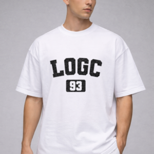 lagged out street tee lo initial varsity logc gaming club 93 ghost comfort gaming white black