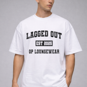 lagged out street tee lo initial varsity op loungewear ghost comfort gaming white black